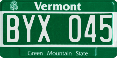 VT license plate BYX045