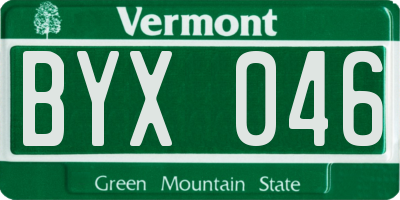 VT license plate BYX046
