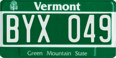 VT license plate BYX049