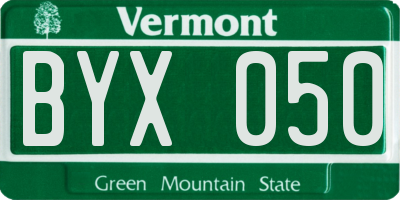 VT license plate BYX050