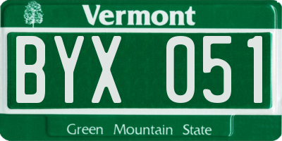 VT license plate BYX051