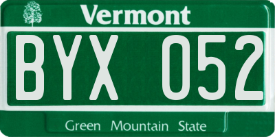 VT license plate BYX052