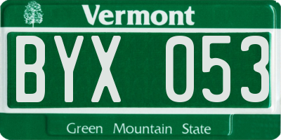 VT license plate BYX053