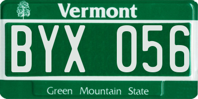 VT license plate BYX056
