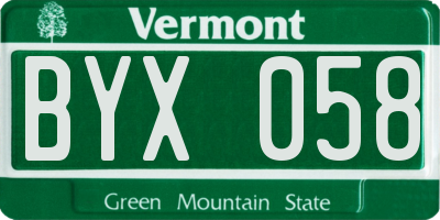 VT license plate BYX058