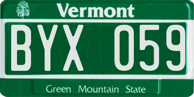 VT license plate BYX059