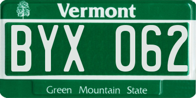 VT license plate BYX062