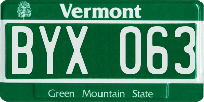 VT license plate BYX063