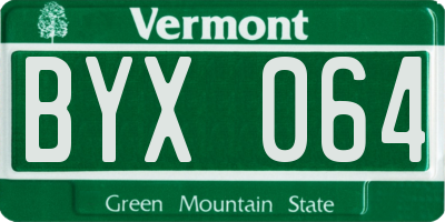 VT license plate BYX064