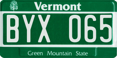 VT license plate BYX065
