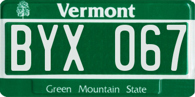 VT license plate BYX067
