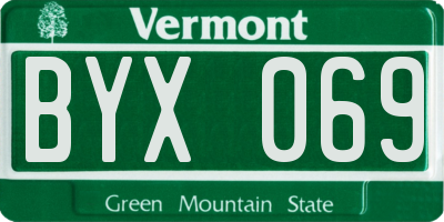 VT license plate BYX069