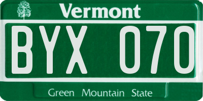 VT license plate BYX070