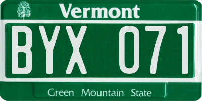 VT license plate BYX071