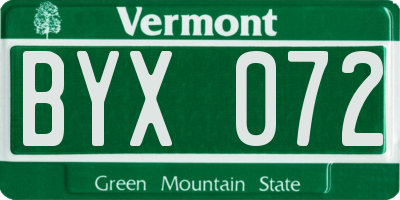 VT license plate BYX072