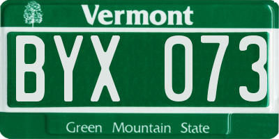 VT license plate BYX073