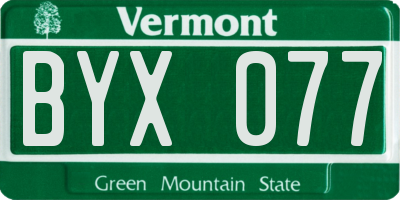 VT license plate BYX077