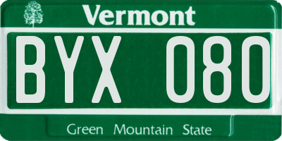 VT license plate BYX080