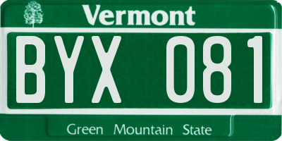 VT license plate BYX081