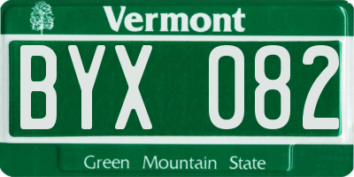VT license plate BYX082