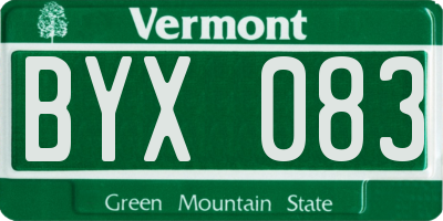 VT license plate BYX083