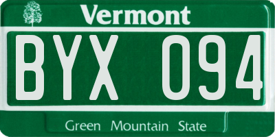 VT license plate BYX094