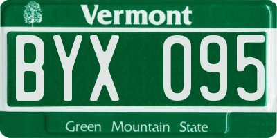 VT license plate BYX095
