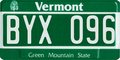 VT license plate BYX096