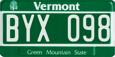 VT license plate BYX098