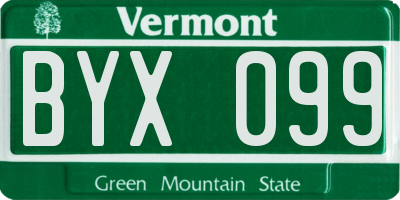 VT license plate BYX099