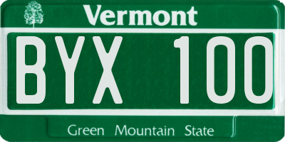 VT license plate BYX100