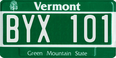 VT license plate BYX101