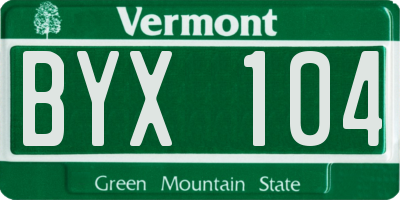 VT license plate BYX104