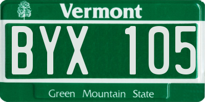 VT license plate BYX105