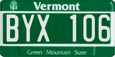 VT license plate BYX106
