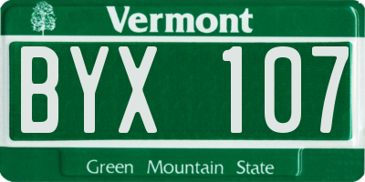 VT license plate BYX107