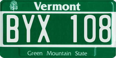 VT license plate BYX108