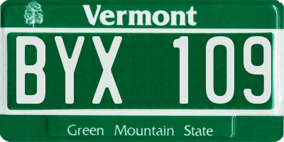 VT license plate BYX109