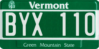 VT license plate BYX110