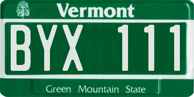 VT license plate BYX111