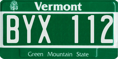 VT license plate BYX112