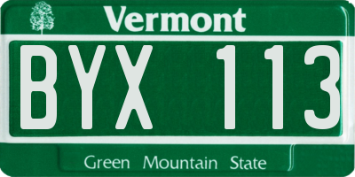 VT license plate BYX113