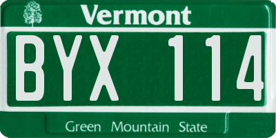 VT license plate BYX114