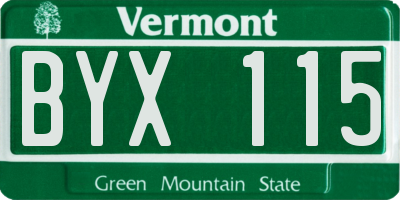 VT license plate BYX115