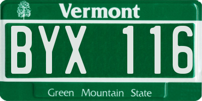 VT license plate BYX116