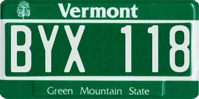 VT license plate BYX118