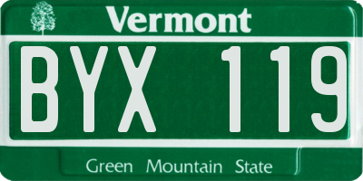 VT license plate BYX119
