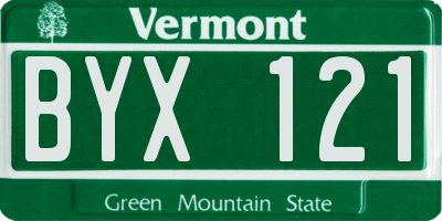 VT license plate BYX121