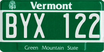 VT license plate BYX122