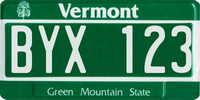 VT license plate BYX123